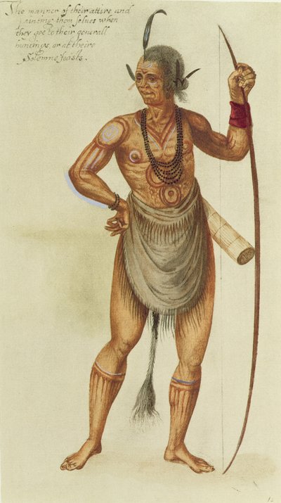 Indianer in Körperbemalung von John White